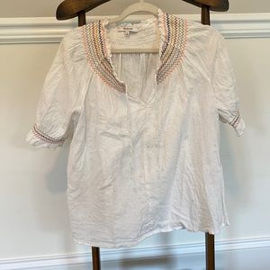 Madewell Rainbow Smocked Peasant Top size medium